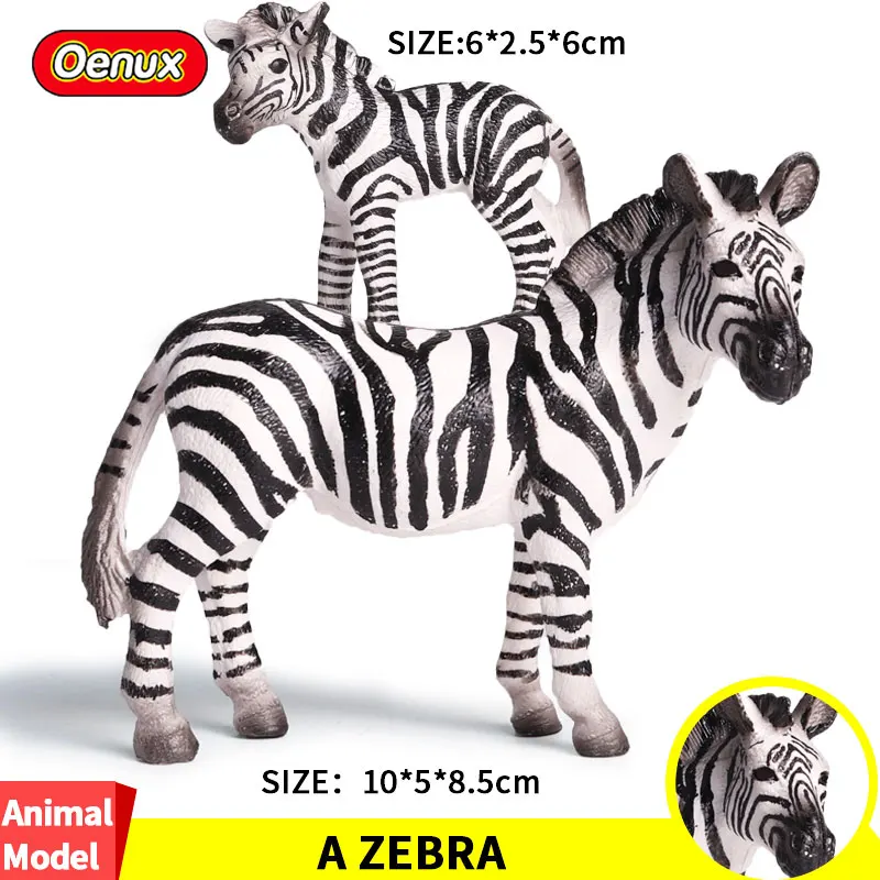

Oenux 2pcs/set African Forest Wildlife Zebra Animal Model Walking Zebra PVC Action Figure Early Education Toys Children Gift