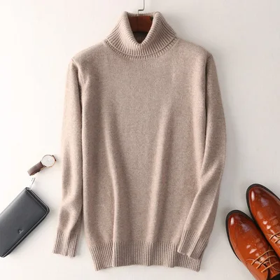 Turtleneck Cashmere Sweater Men 2023 Autumn Winter High Collar Warm Clothes Man Classic Knitwear Jumper Pull Homme Pullover 2