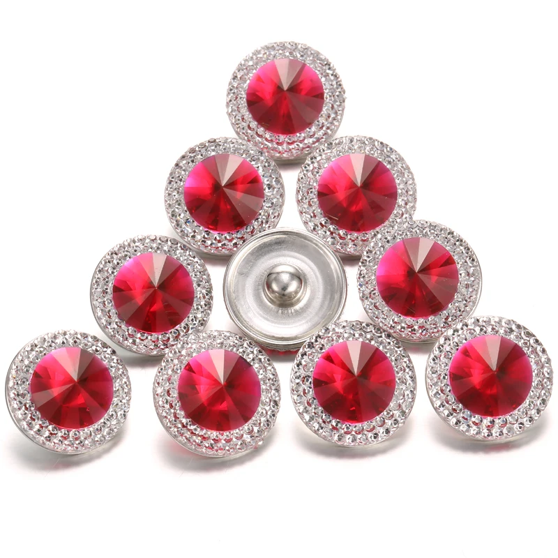 10 шт./партия Mrs Win Snap Jewelry розовая Красная резина со стразами застёжка бусинка 18 мм