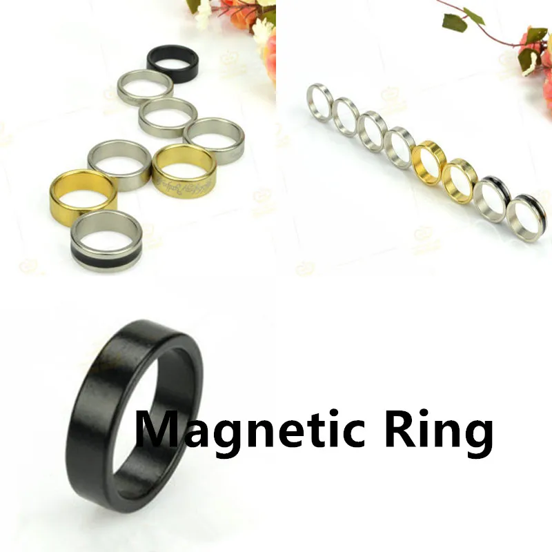

Magnetic Ring Black Strong Magnet Coin Magic Tricks Finger Decoration Magician Ring 18/19/20/21MM Size Magic Christmas Gift