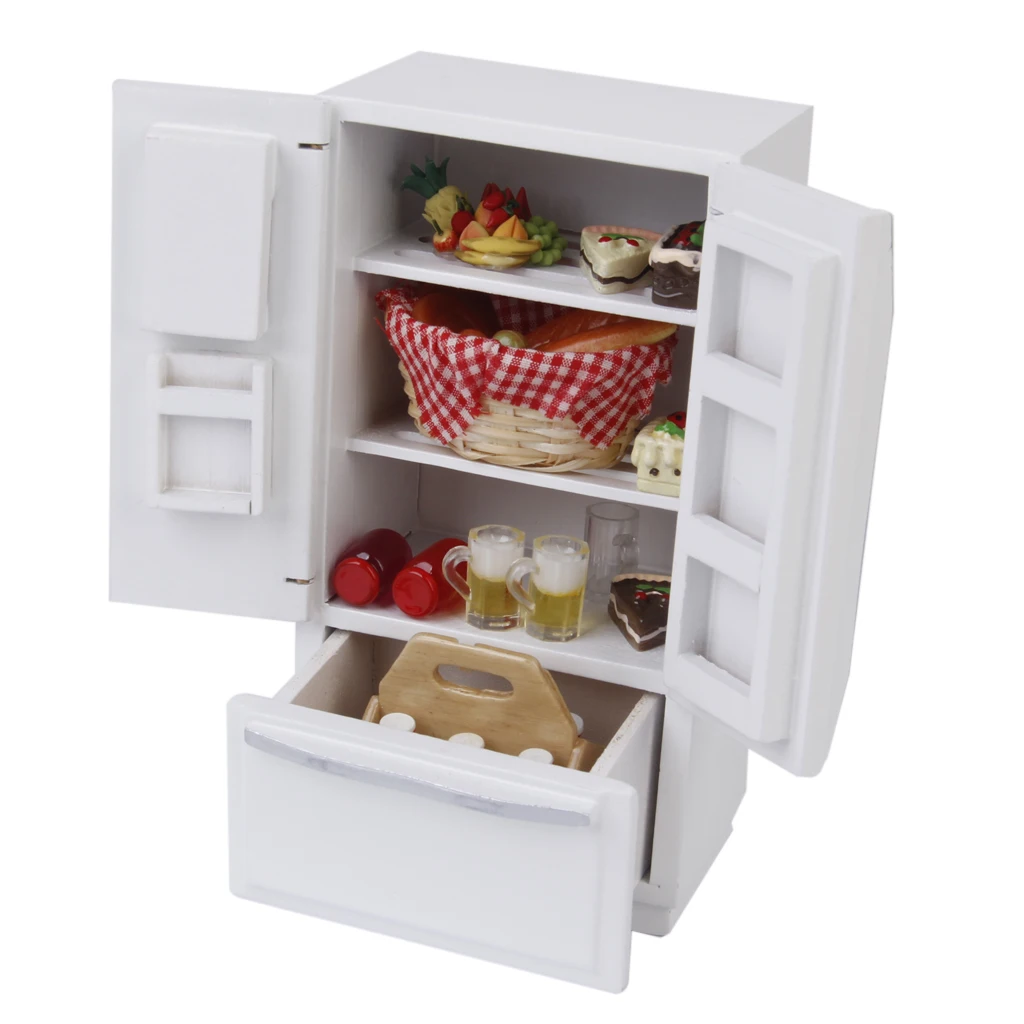 Buy Wooden 1/12 Dollhouse Miniature Furniture Fridge