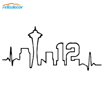 15cm Seattle Heartbeat Decal Art Vinyl Car Stickers 12th Man Pacific Northwest Stickers Bumper Waterproof Car Door Decor L428