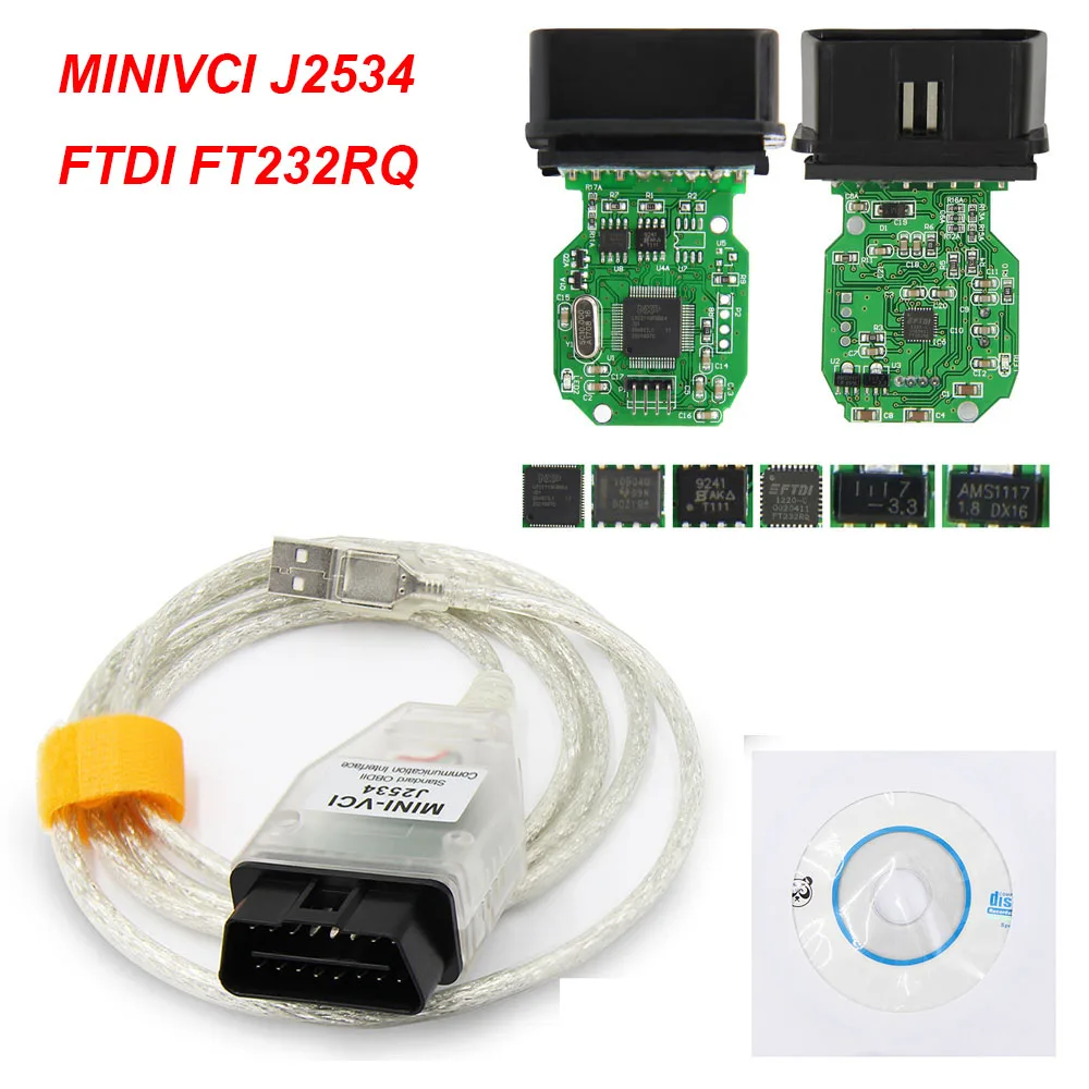 V14.20.019 для Toyota MINI VCI J2534 с FTDI FT232RL OBD OBD2 автомобильный диагностический инструмент Авто сканер кабель ТИС Techstream minivci - Цвет: FT232RQ