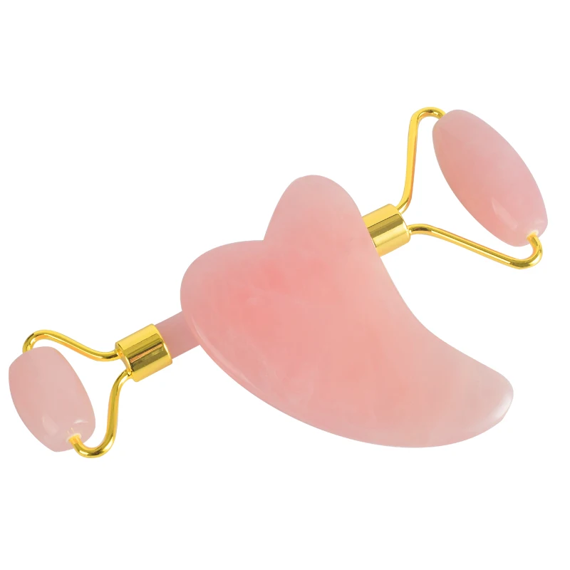 Нефритовый ролик массажер Gua Sha набор инструментов натуральный розовый кварц для лица Акупунктура массажер скребок для кузова антивозрастной целлюлит красота