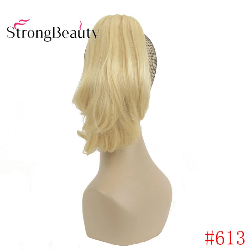 StrongBeauty 12 дюймов 10% синтетические 90% человеческие волосы короткая кудрявая заколка для хвоста в наращивание волос с зажимом для когтей