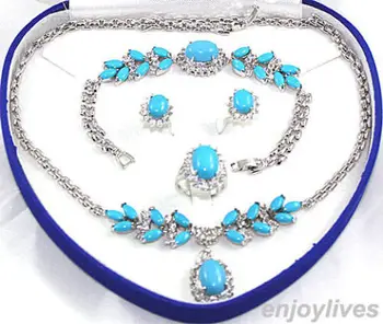 

WGP Link Crystal Pendant Necklace Bracelet Earring Ring Jewelry Set