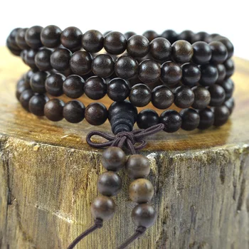 

108*6mm Genuine rift grain Red Sandalwood Beads Buddha Malas Bracelet Healthy Jewelry Man Wrist Mala Ne*klace Factory
