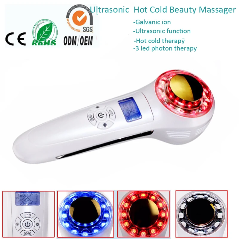 Galvanic Ultrasonic Ion 3 Led Photon Hot Cold Therapy Face Lifting Skin
