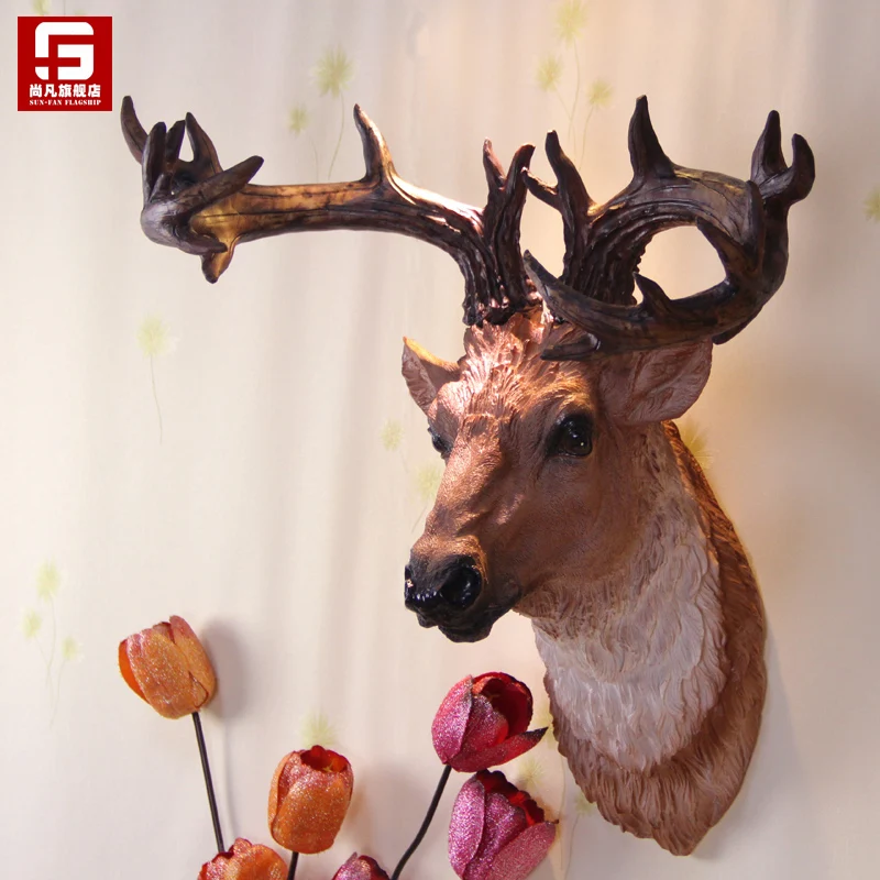 

head Arts Crafts Where is the simulation of deer head hanging wall wall hangings of American retro bar restaurant Wall Decor sty