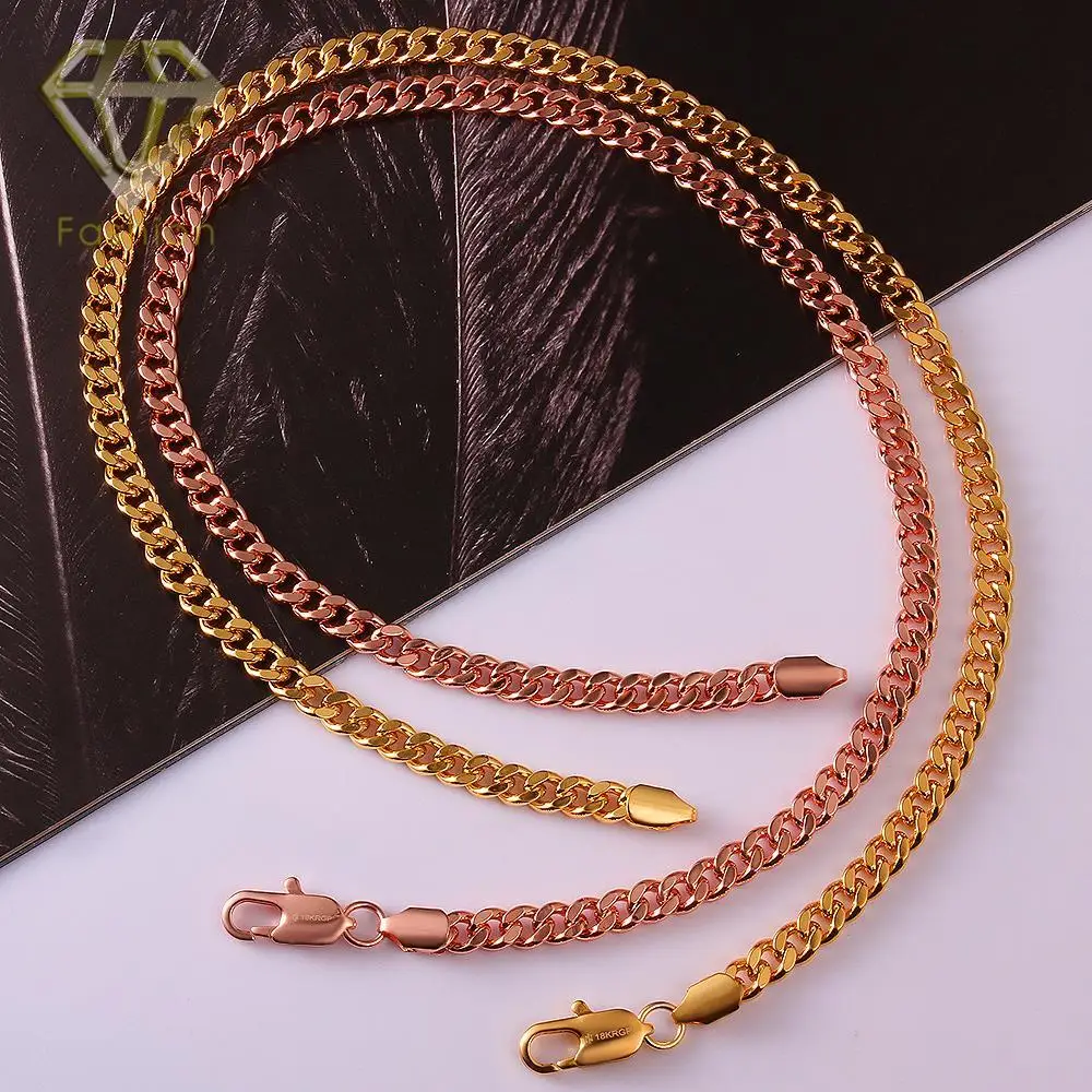 Male Wedding Bands Necklace 6mm 45cm Trendy Rose Gold Color Long Male Wedding Bands Necklace 6mm 45cm Trendy Rose Gold Color Long Chains Fashion Uni Jewelry Accessories For Women Men In Chain Necklaces From
