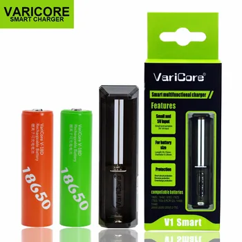 

VariCore V1 18650 Smart battery Charger + 2PCS VariCore 2500mAh Li-ion Battery 3.7V V-18D 35A Power battery E-cigarettey ues