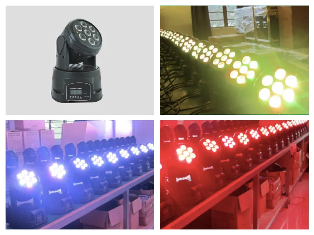 

8pcs/lot, Mini LED Moving Head Wash 7x10W RGBW 4in1 or 7x15w RGBWAUV 6in1 Lighting DMX DJ Stage Disco Party Event light