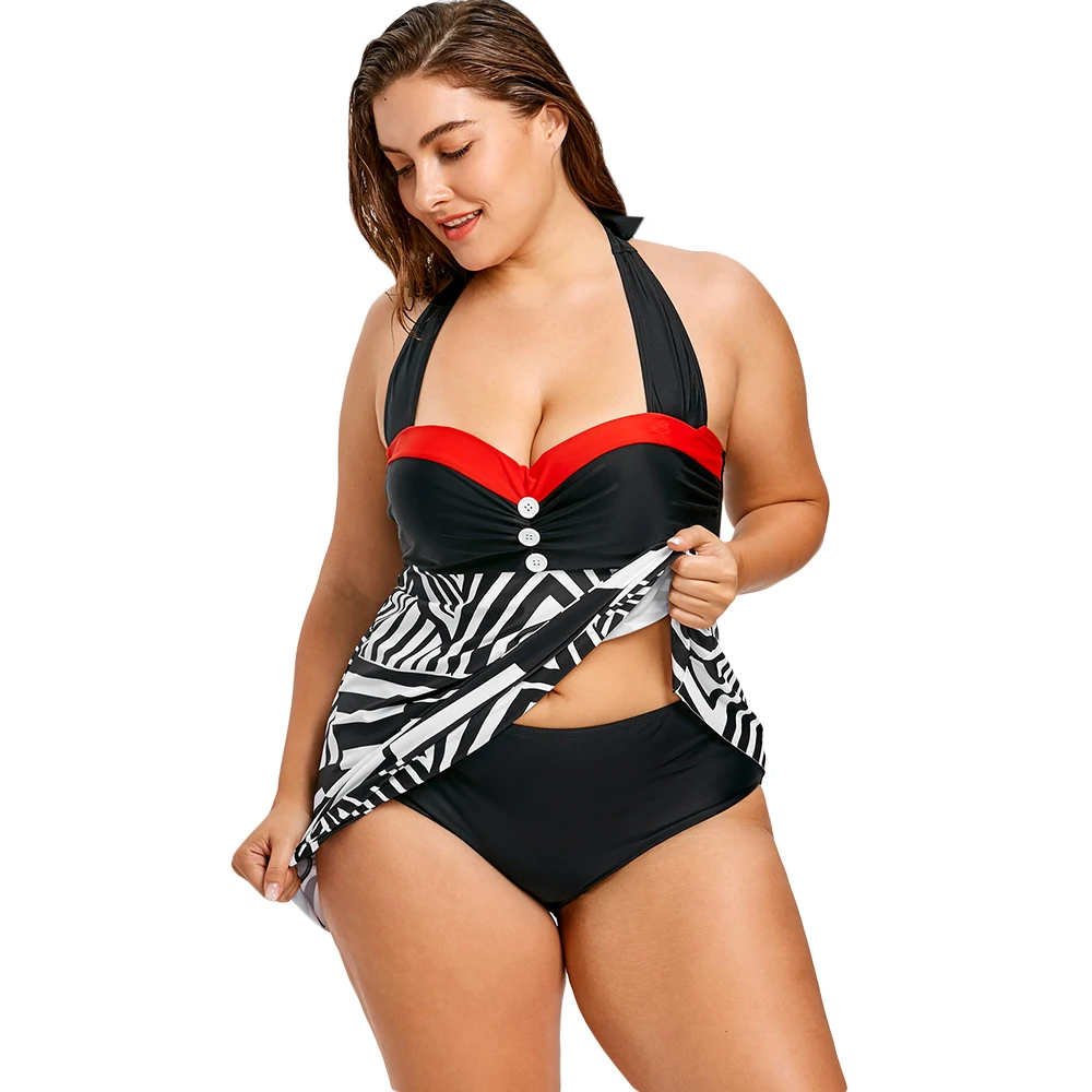 Wipalo Plus Size 5XL Geometric Printed Empire Waist Women Sets Elastic One Pieces Ladies Beachwear Big Summer Beach|Спортивные