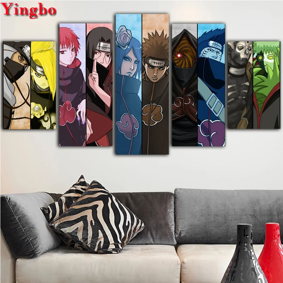 

full composition Diamond embroidery Cross stitch Japan Anime Naruto 5d diy diamond painting stickers rhinestones mosaic 5 pcs