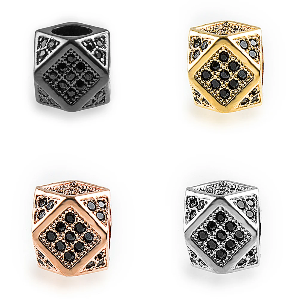 

Metal Micro Pave Cubic Zirconia Tube Square Skull Leopard Crown Round Loose Spacer Beads for Jewelry Making DIY Bracelet Charms