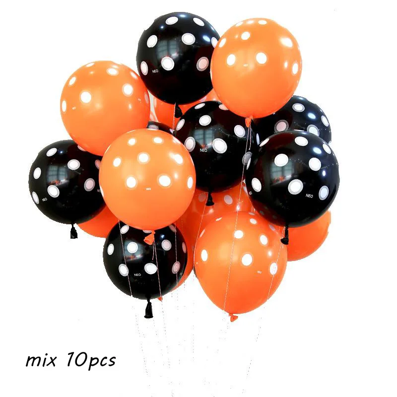 Воздушный шар на Хэллоуин Декорации набор Скелет Летучая мышь с черным оранжевым латексным шаром Хэллоуин день Вечерние Декорации декорации - Цвет: mix 10pcs
