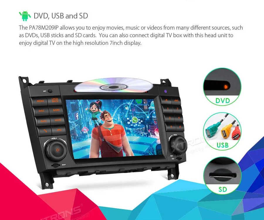 Top 7" Android 8.1 OS Car Multimedia DVD Navigation GPS Radio for Mercedes-Benz CLK-Class W209 2005-2006 & C-Class W203 2004-2007 12