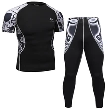 Новая быстросохнущая Мужская футболка с 3D принтом, костюмы, спортивная одежда, Компрессионные Мужские комплекты, спортзалы фитнесс, набор для мужчин, дропшиппинг