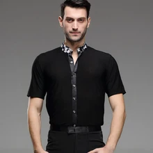 Настоящее латинское платье человек латинский танец Чача Румба Самба квадратная одежда рубашка с длинными рукавами мужской взрослый современный костюм соревнований