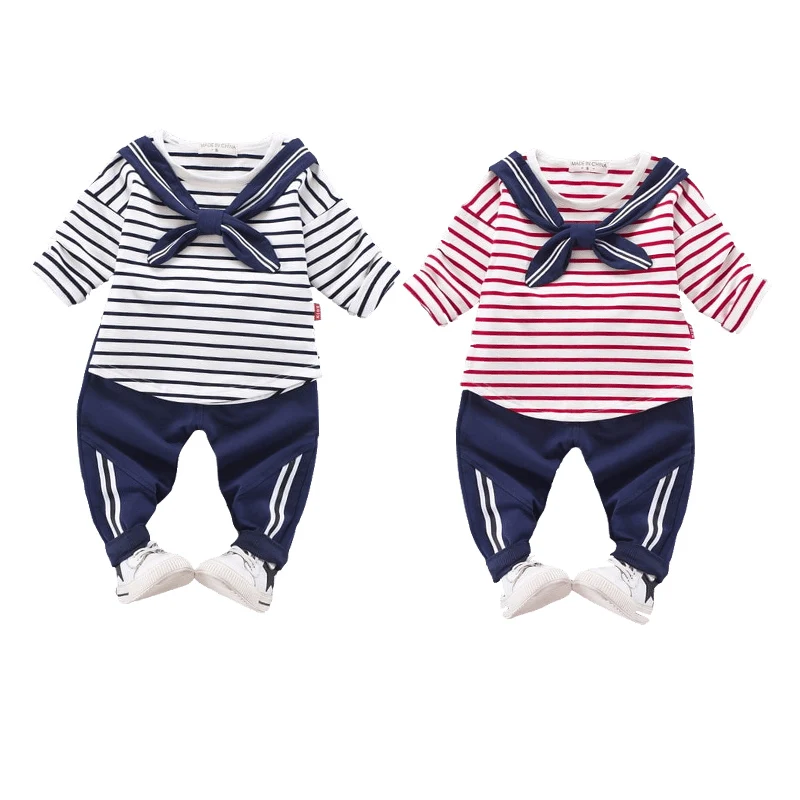 

2018 Autumn Preppy Style Navy Kids Clothes Sets Children Suit for Sister Brother Matching Outfits Long Sleeve Shirt + Trousers