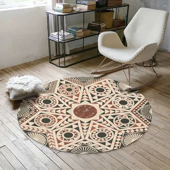 

Muslim Eid Mubarak Round Carpet Rugs 3D Printed Carpets Floor Mat Bedroom Kids Play Mat Room Home Decor Living Room Anti Slip