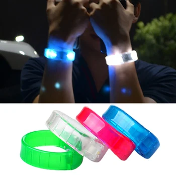 

Behogar 4PCS LED Flashing Glowing Bracelet Wristband Bangle Sound Control Disco Night Pub Bar Party Music Concert Accessories