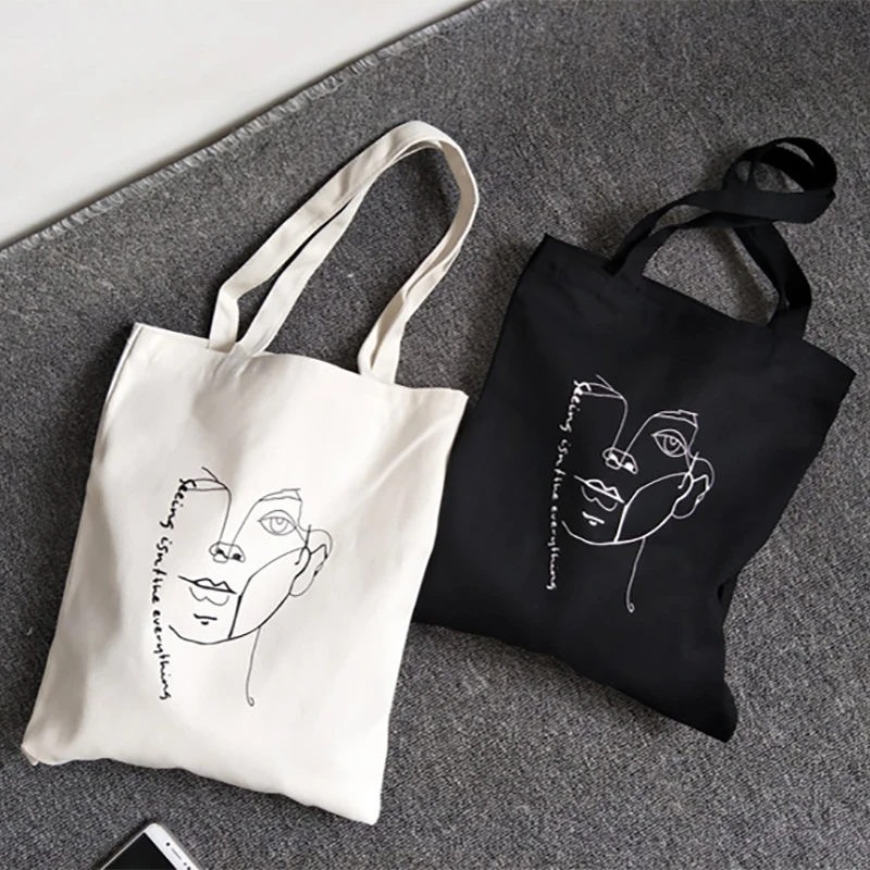 

Abstract Printing Canvas Bag Women 2019 New Hot Fashion Casual Simple Students School Bags Shoulder Bags Handbags
