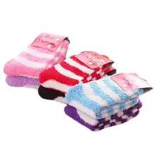 Разноцветные Милые женские носки в полоску мягкие пушистые носки коралловые бархатные зимние теплые домашние носки для девочек махровые Пушистые Носки