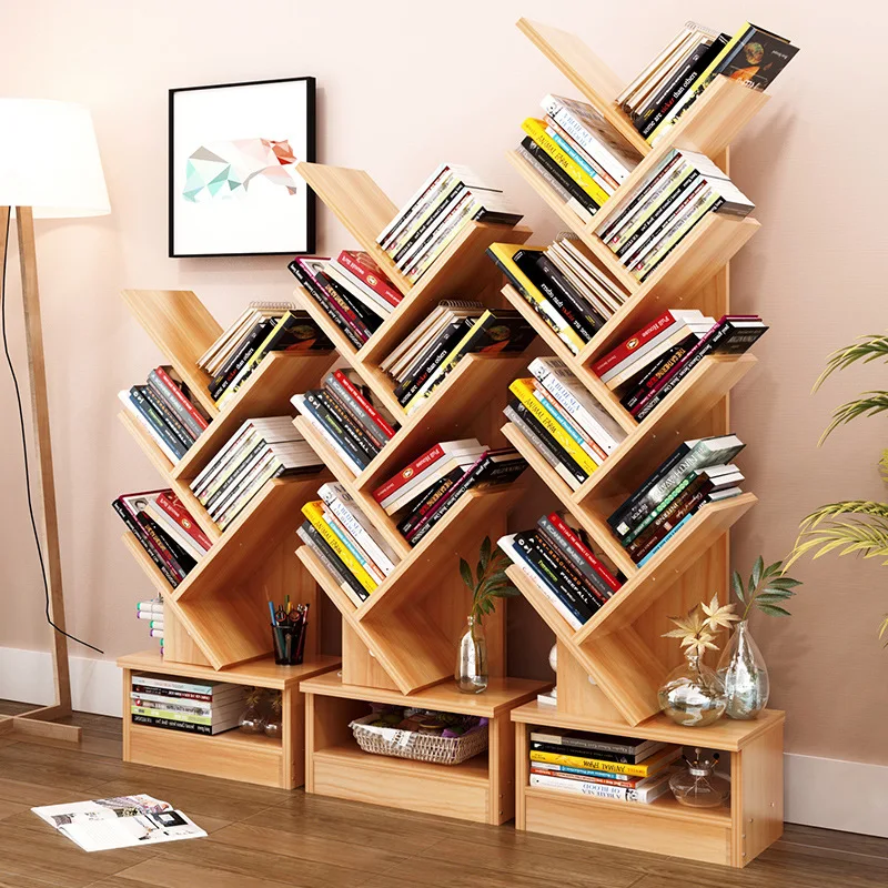 

Bookshelf floor creative study bookcase tree rack combination lattice cabinet storage display rack