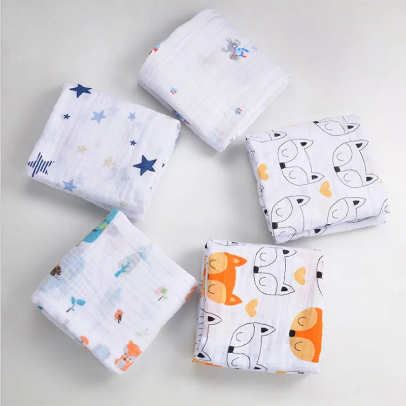 Ruyi bebe 120*120 см Детские муслиновые одеяла, хлопковые пеленки для новорожденных, двухслойные мягкие марлевые банные полотенца, Детские муслиновые накидки