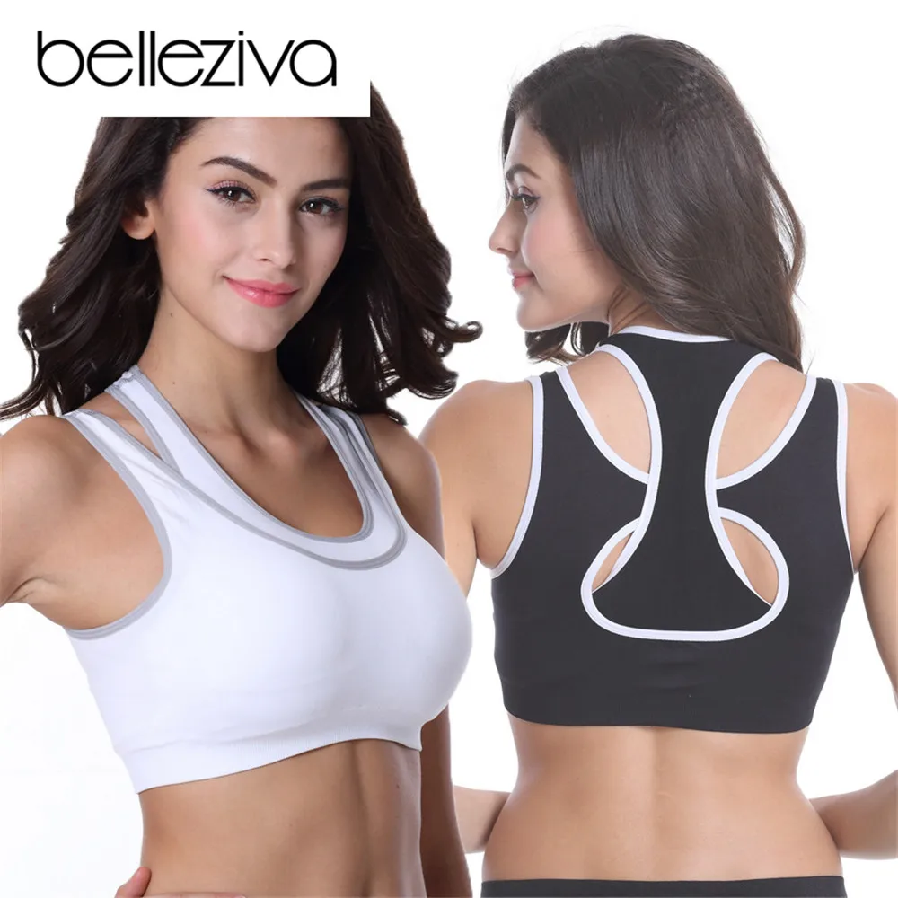 

Belleziva High Elastic Yoga Bras Women Padded Sports Bra Shake Proof Running Workout Gym Seamless Vest Top Female Sportswear