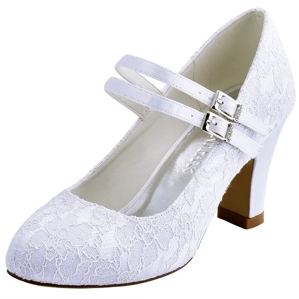 Shoes Woman HC1708 US White Ivory Block Heel Comfort Mary