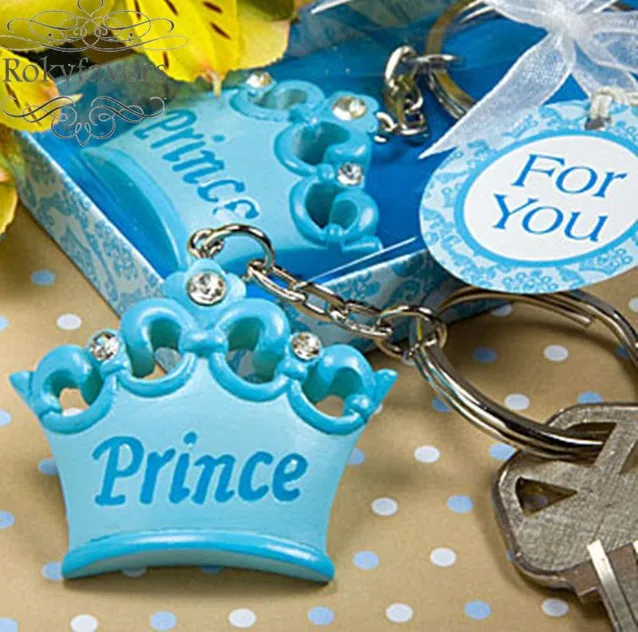 Free Shipping 30pcs Blue Crown Prince Keychain Baby Shower Favors Free Shipping 30pcs Blue Crown Prince Keychain Baby Shower Favors
