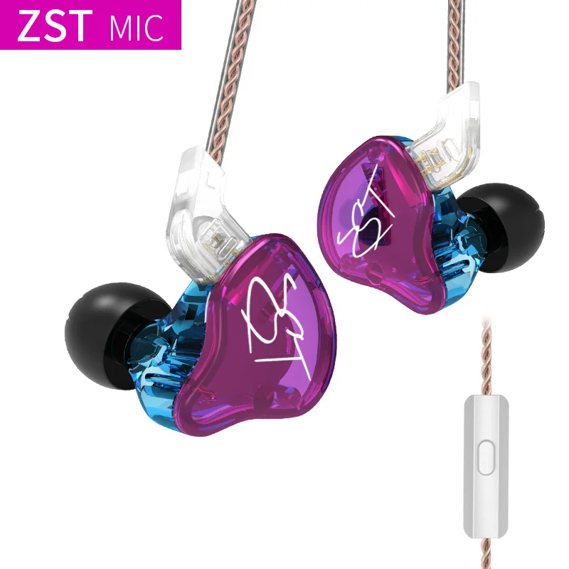

Original KZ ZST Colorful BA+DD In Ear Earphone Hybrid Headset HIFI Bass Noise Cancelling Earbuds With Mic Replaced Cable ZSN