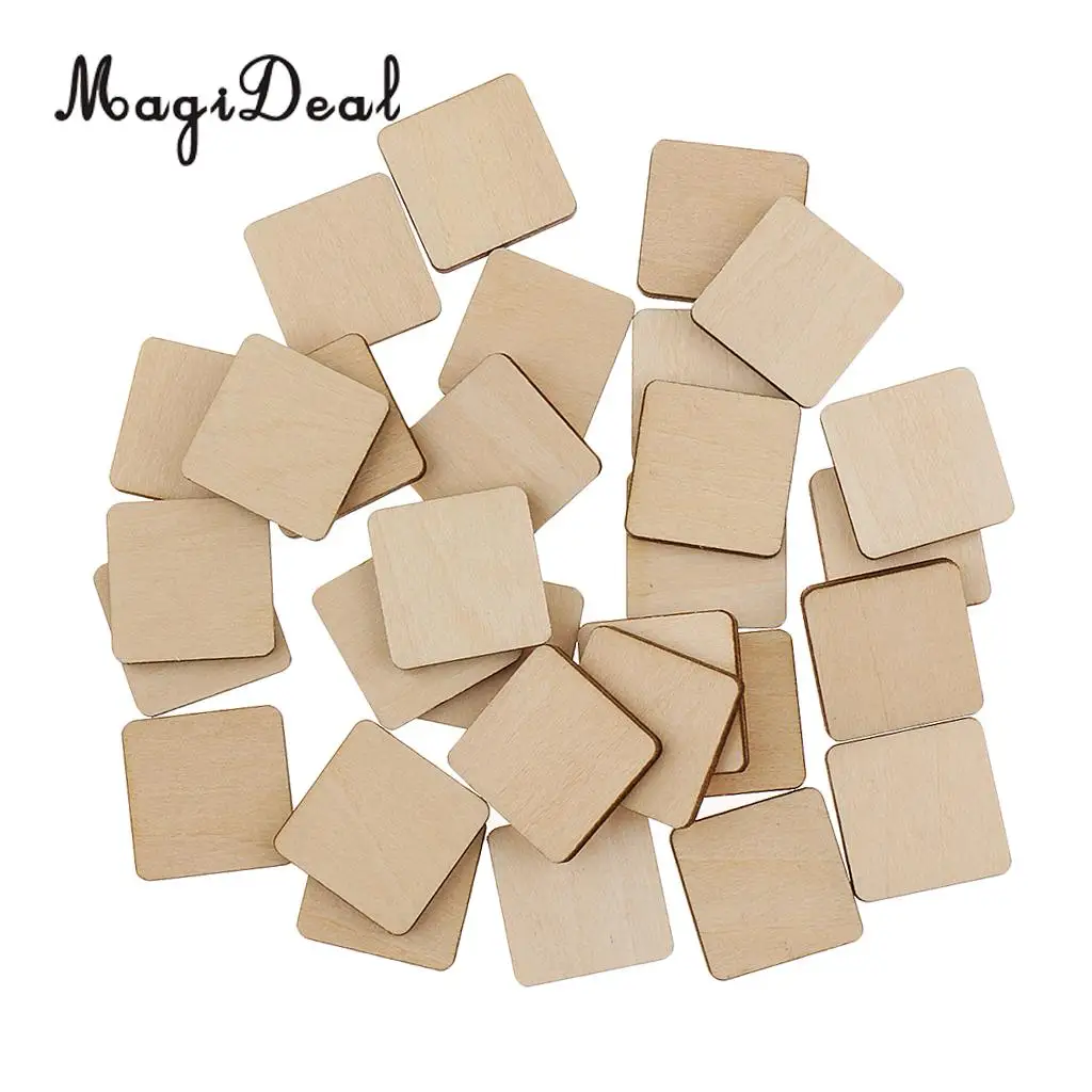 MagiDeal Square MDF Unfinished Wood Pieces Blank Plaque DIY Craft Projects for Pyrography Crafts Party & Holiday DIY Decorations