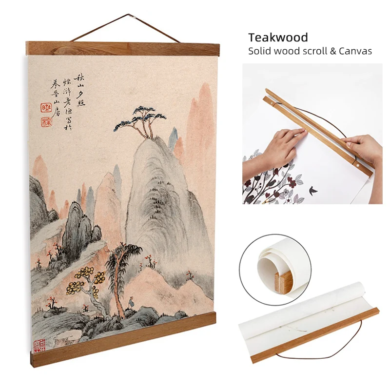 

ART ZONE Peak Forest Scroll Art Painting Chinese Retro Landscape Collection Retro Canvas Painting Classical Wall Art Poster