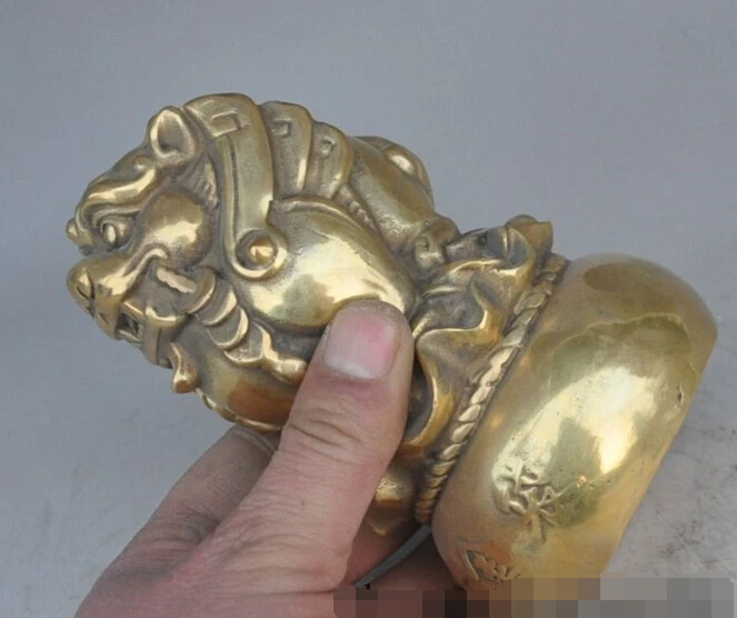 

S0563 6"Marked Chinese Bronze Wealth Money Bag Guardian Dragon Beast Pixiu Statue discount 30% (C0324)