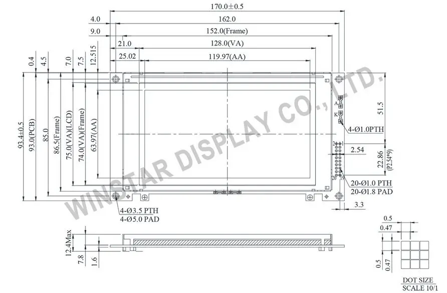 WG240128A WINSTAR 5 V ЖК-дисплей дисплей 240x128 подсветка экрана и