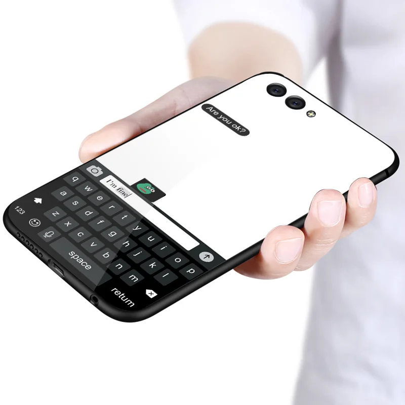Tempered glass keyboard Back phone case for iphone x xs 7