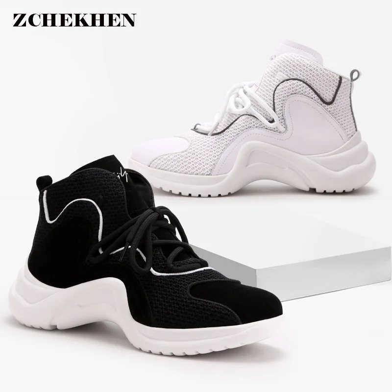 

2018 Autumn Fashion Women Casual high top Shoes mesh Platform Shoes Women Sneakers Ladies White Trainers Chaussure Femme