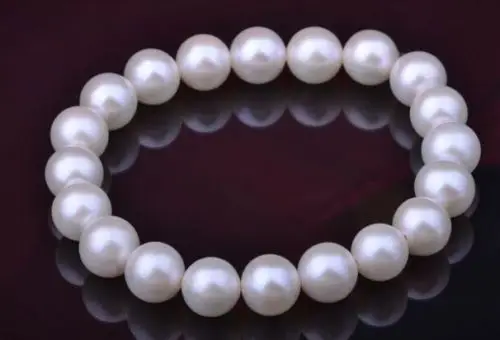 

002015 AAA 7.5"9-10MM NATURAL SOUTH SEA GENUINE WHITE PEARL BRACELET