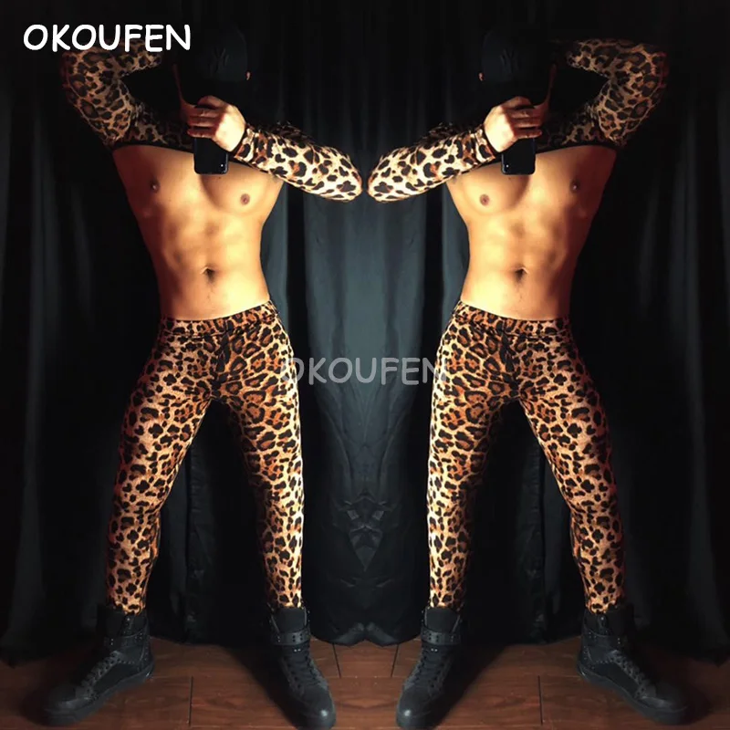 

Original nightclub bar sexy leopard male DS half costume costume set theme show party
