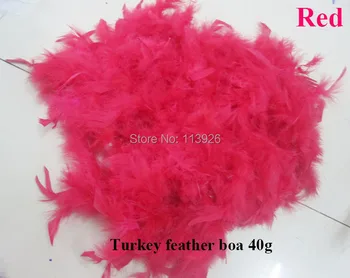 

100pcs/lot 40g Marabou boa feathers 2Meters long red turkey feather Boa wholesale craft feathers