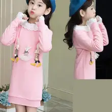 Детское платье для девочек из хлопка с длинными рукавами для девочек Костюмы Повседневное детей Штаны для девочек с рождественским изображением кружевное платье Kerst Jurk От 9 до 14 лет