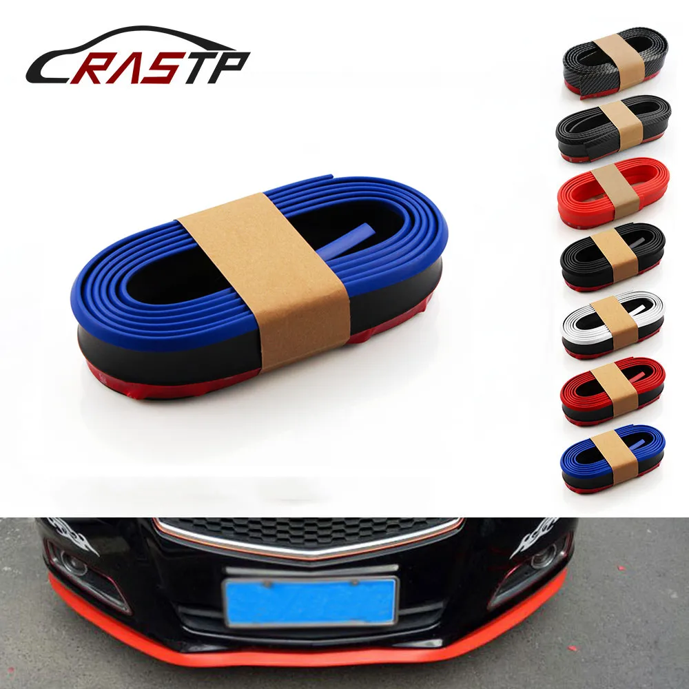 

RASTP-Universal 2.5m Car Bumper Lip Stickers Protector Front Bumper Lip Splitter Car Sticker Body Kits Rubber Strip RS-LKT006