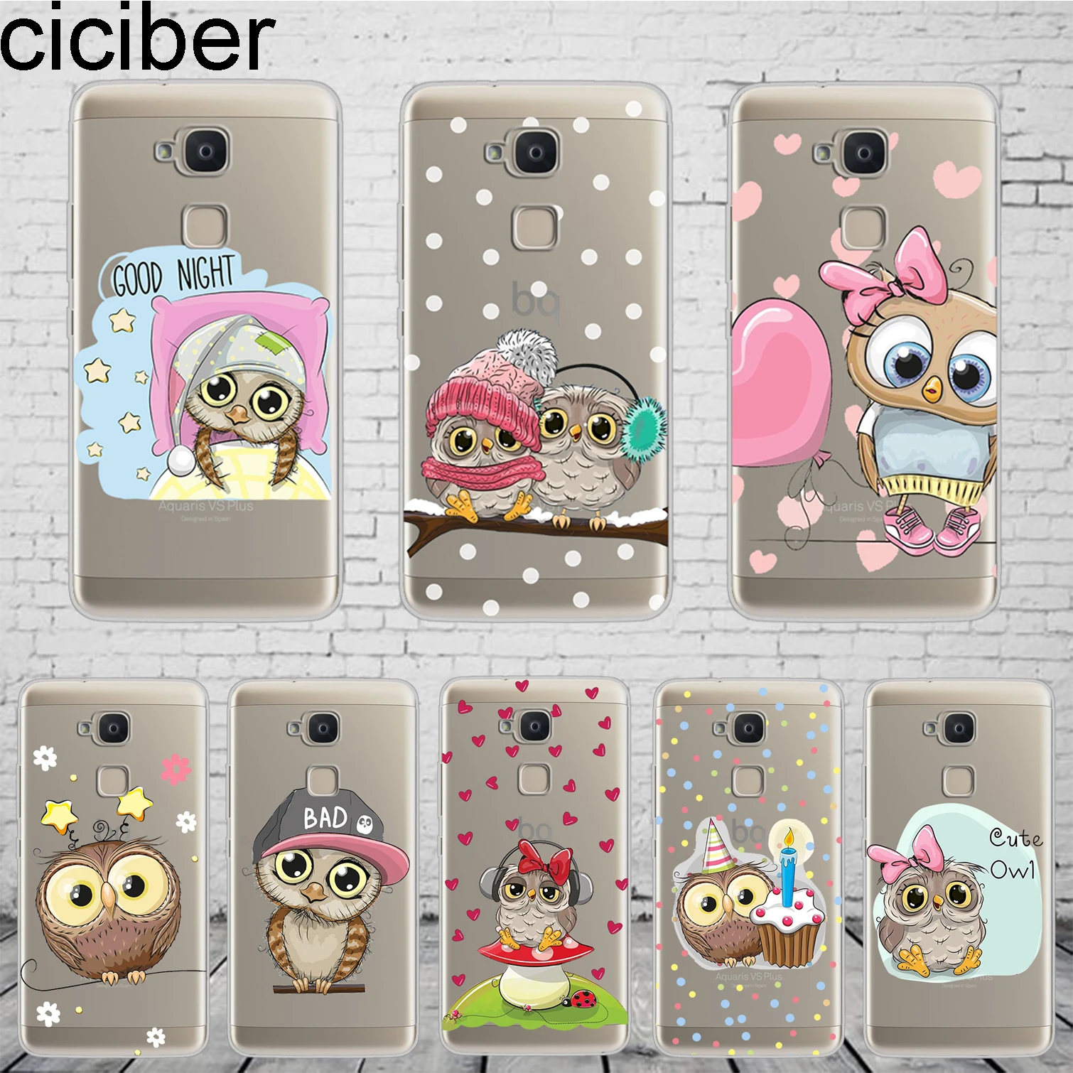 

ciciber Cute Cartoon Animal Owl Coque For BQ Aquaris C U2 U X5 V VS X2 X Lite Pro Plus Fundas E5 M5 M5.5 Phone Case Soft TPU