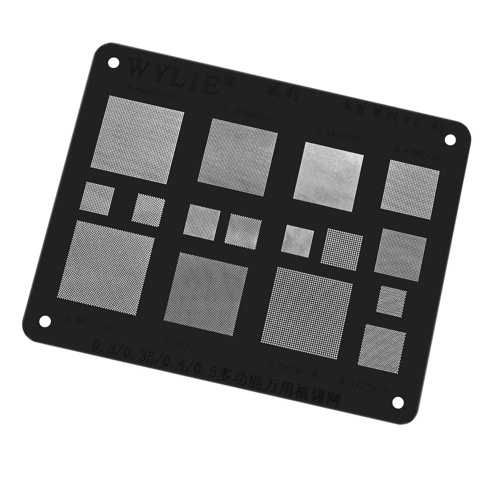 

WYLIE Black Stencil Multifunctional Reballing Stencil 0.3 0.35 0.4 0.5 for Android Mobile Phone New Models Small Chips Reballing