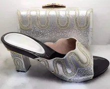2017 High Quality African Designer Shoe And Bag Set To Match Peach Color Italian Shoes With
