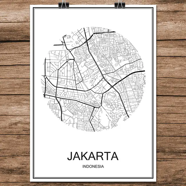 online shop abstract world city street map jakarta indonesia print