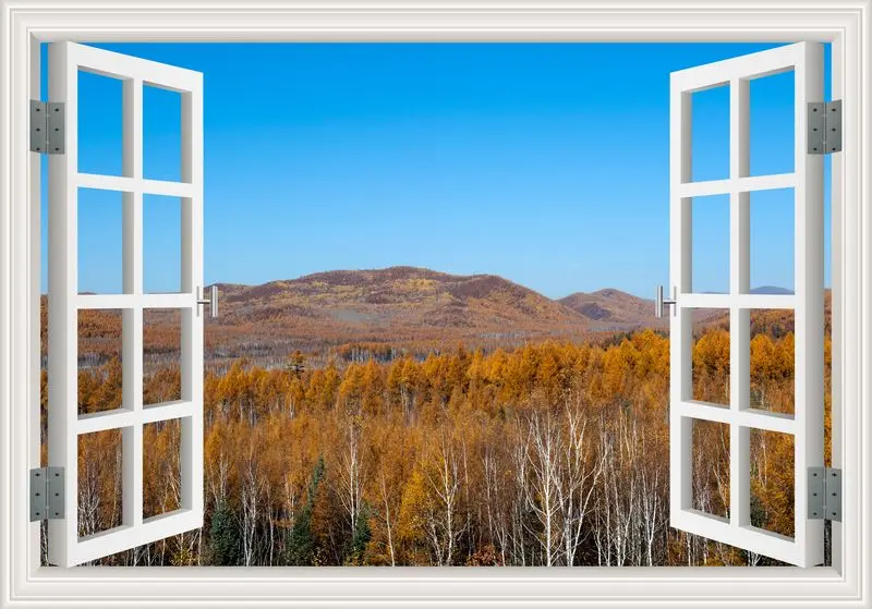 Удивительный Лес Дерево 3D стикер на стену Съемный вид окна пейзаж обои домашний декор - Цвет: 16